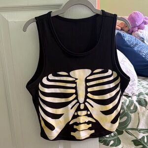 Black Skeleton Crop Top